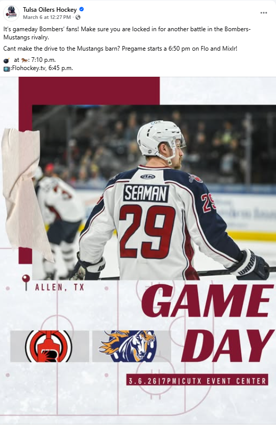 Tulsa Oilers - Facebook Post - 4